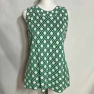 Ann Taylor Emerald Green Geometric Patterned Knit Tank Top